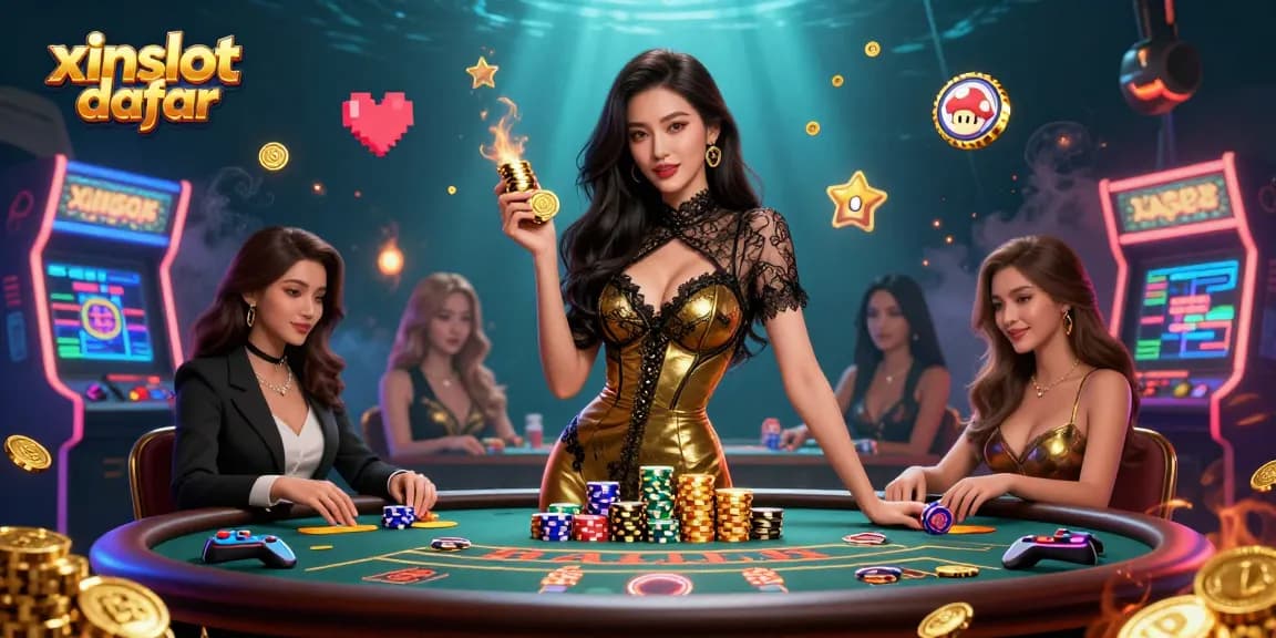Experience high-stakes gaming at xinslot daftar with vibrant 3D casino-themed illustration.