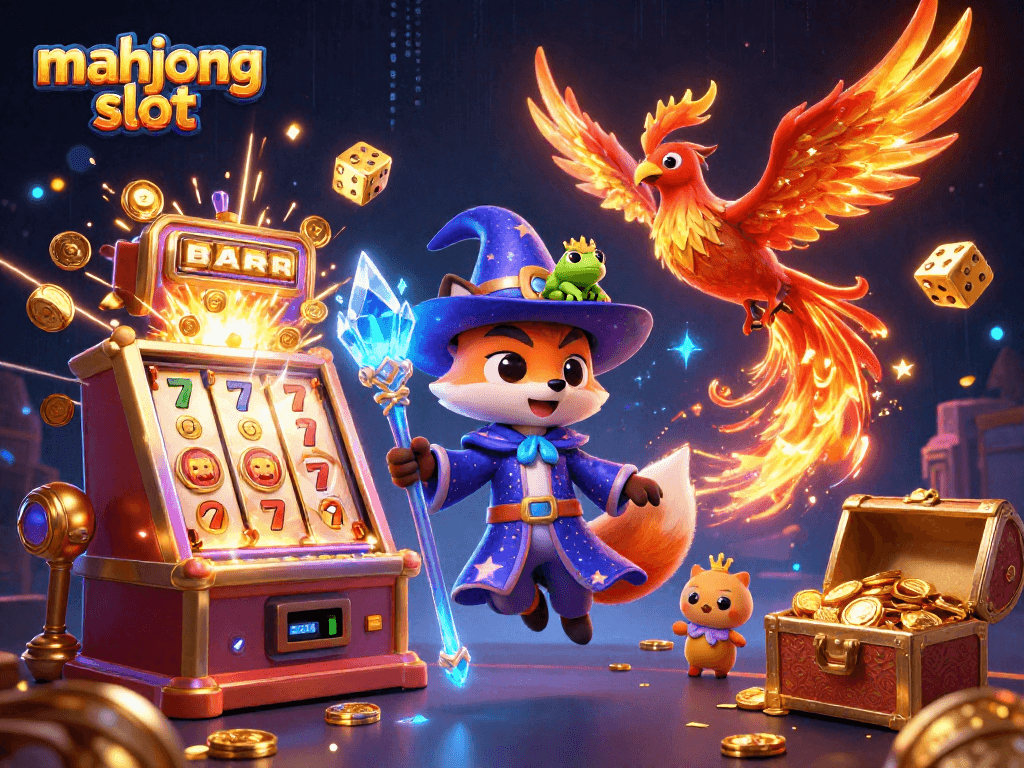 Experience the excitement of mahjong slot with vibrant 3D characters and dynamic casino elements!