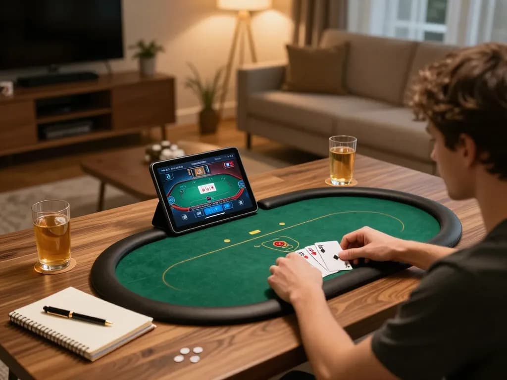 af88 win while enjoying an online poker game in a cozy home setting.