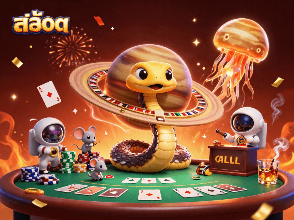 Experience the thrill of สล็อต with vibrant characters and casino elements in this dynamic illustration.
