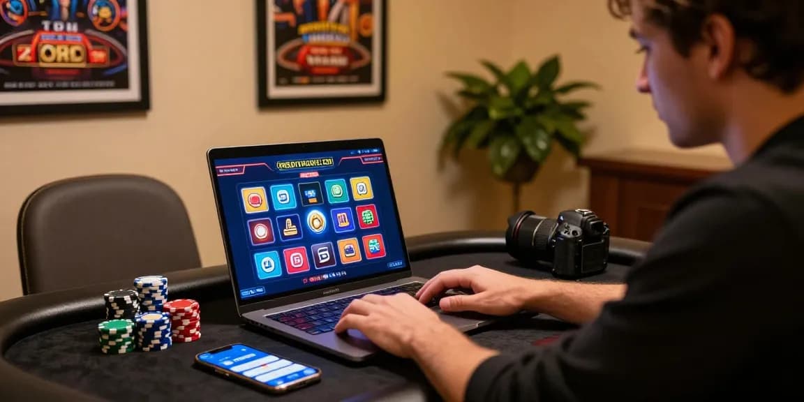 Credit Card Casinos UK - Engaging player at a gaming desk exploring options on https://dentalgroups.co.uk with vibrant graphics.