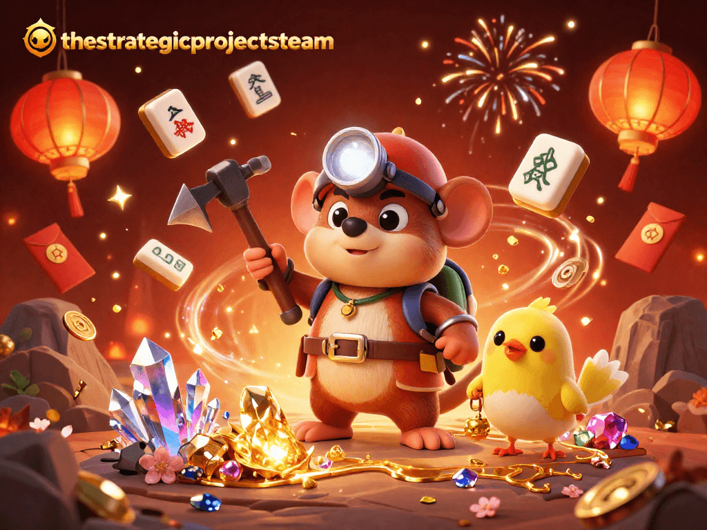 Join the adventure with thestrategicprojectsteam as players mine coins and gems in a vibrant casino scene.