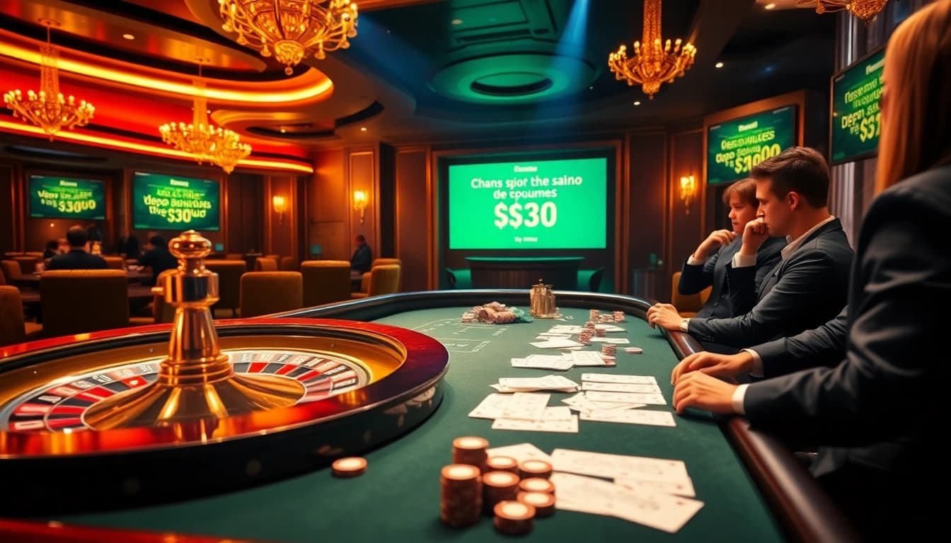 Experience the thrill of online gambling with depo 25 bonus 30 on display at a luxury casino scene.