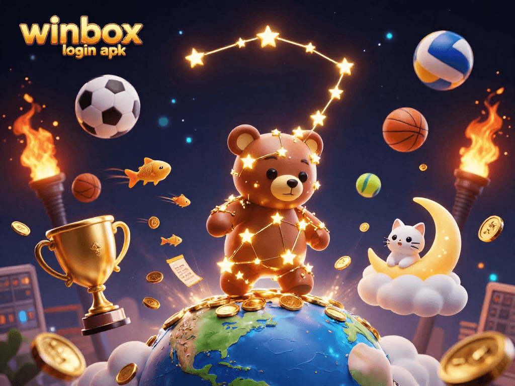 Experience the thrill of winbox login apk with our engaging 3D casino adventure illustration.