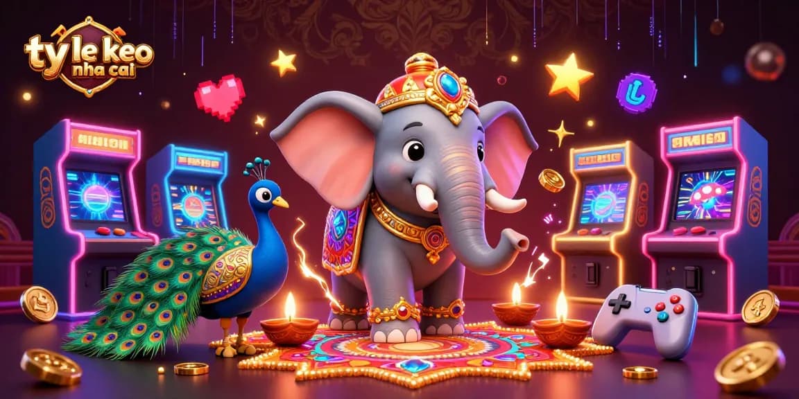 Engage with ty le keo nha cai through colorful casino-themed 3D illustration showing gaming excitement.