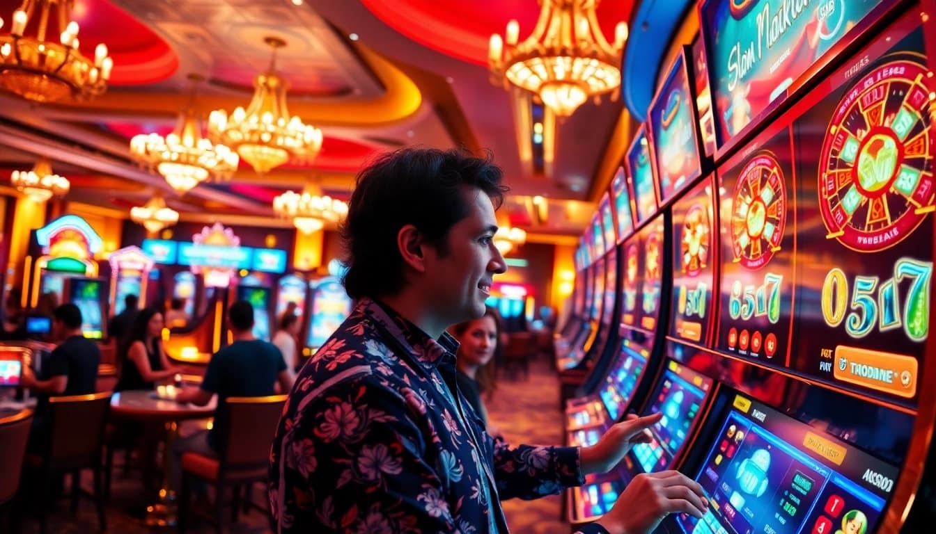 Experience the thrill of 'slot api raja 88' with gamers at a luxury casino.