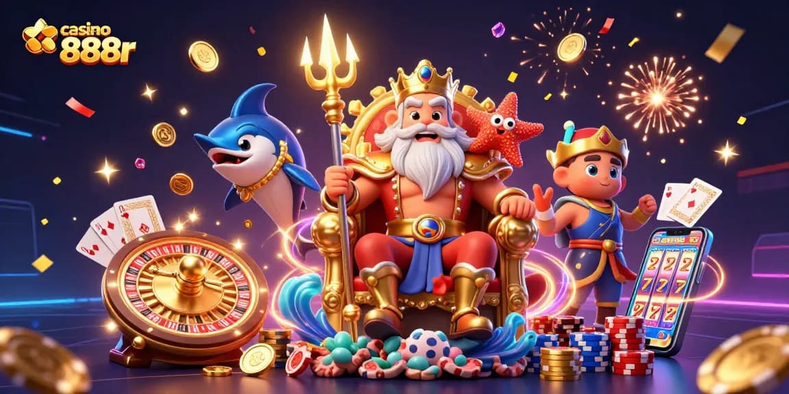 Spin to win with casino online 888r, featuring Neptune and vibrant game elements.