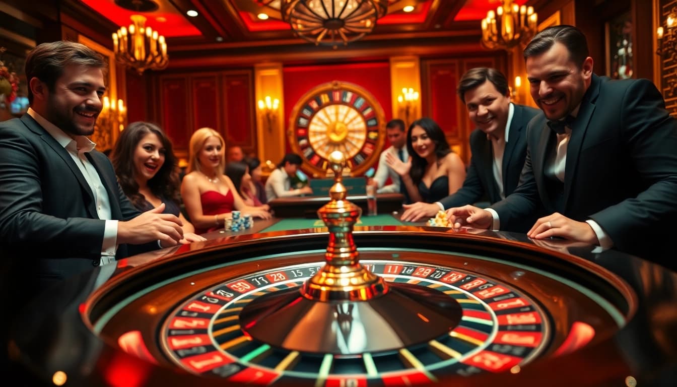 Experience the excitement of Casino roulette with vibrant players and a lively atmosphere