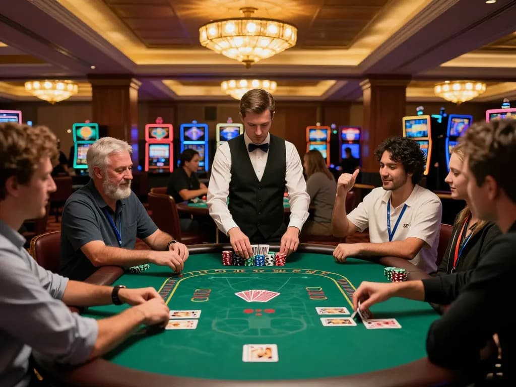Engaged players at https://88bet.zone/ enjoying an exciting poker game in a vibrant casino setting.