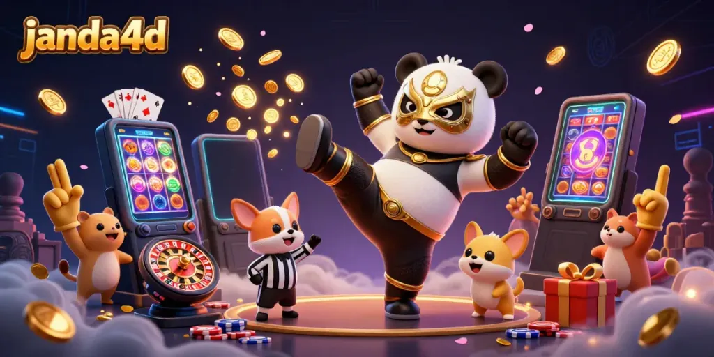 Janda4d menyajikan aksi penuh semangat dari panda pegulat 3D dengan slot game.