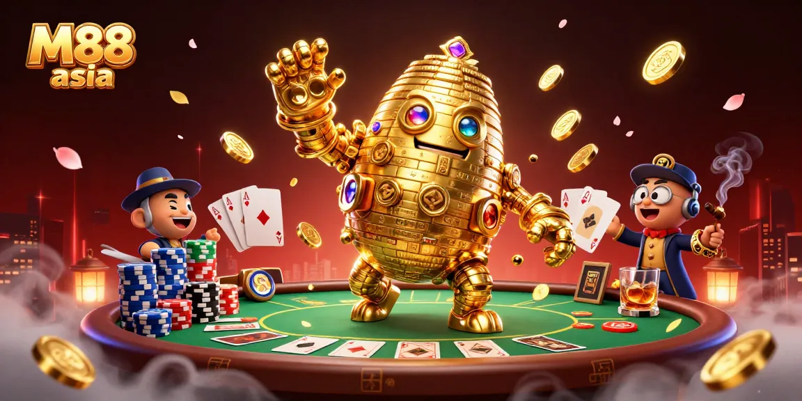Experience winning thrills at M88 asia with vibrant casino-themed illustration.