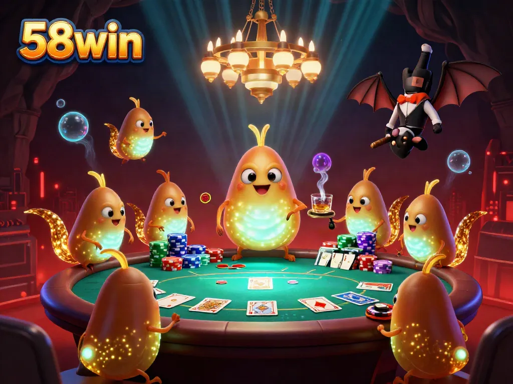 Experience thrilling gameplay at 58win with illuminated glowworms in a lively casino.