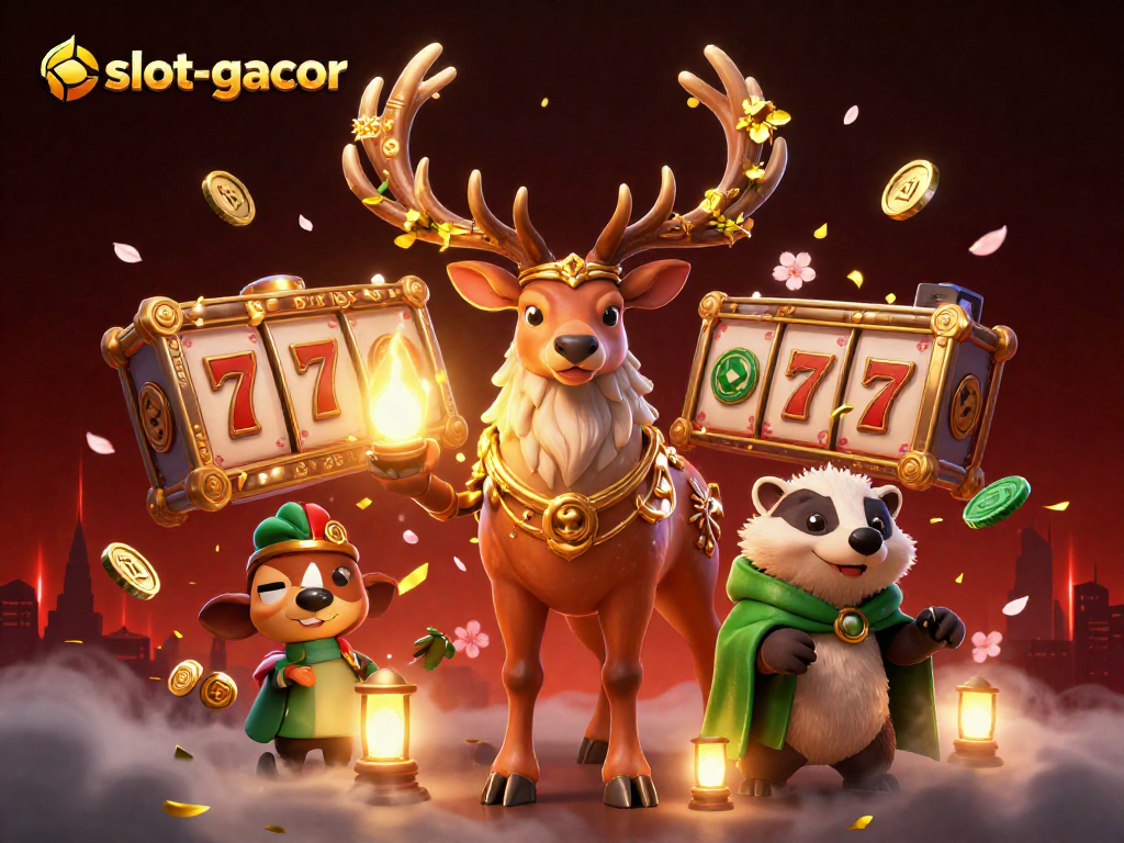 Spin the jackpot reels of slot-gacor in this vibrant casino-themed illustration.