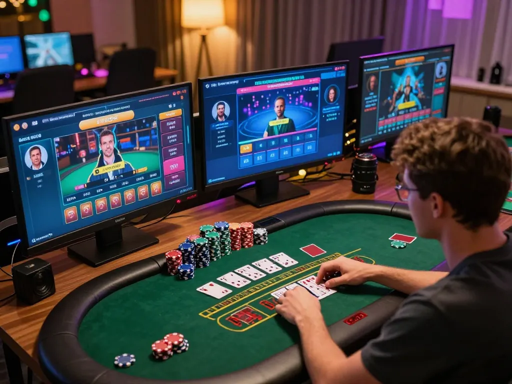 Player enjoying live dealer blackjack at home, showcasing the engaging experience of nhà cái cm88.
