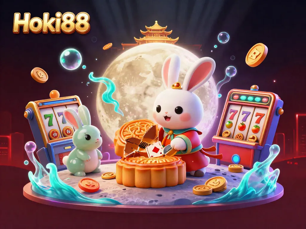 Hoki88 mendelikan suasana bermain slot dengan karakter kelinci bulan dan elemen kasino menarik.