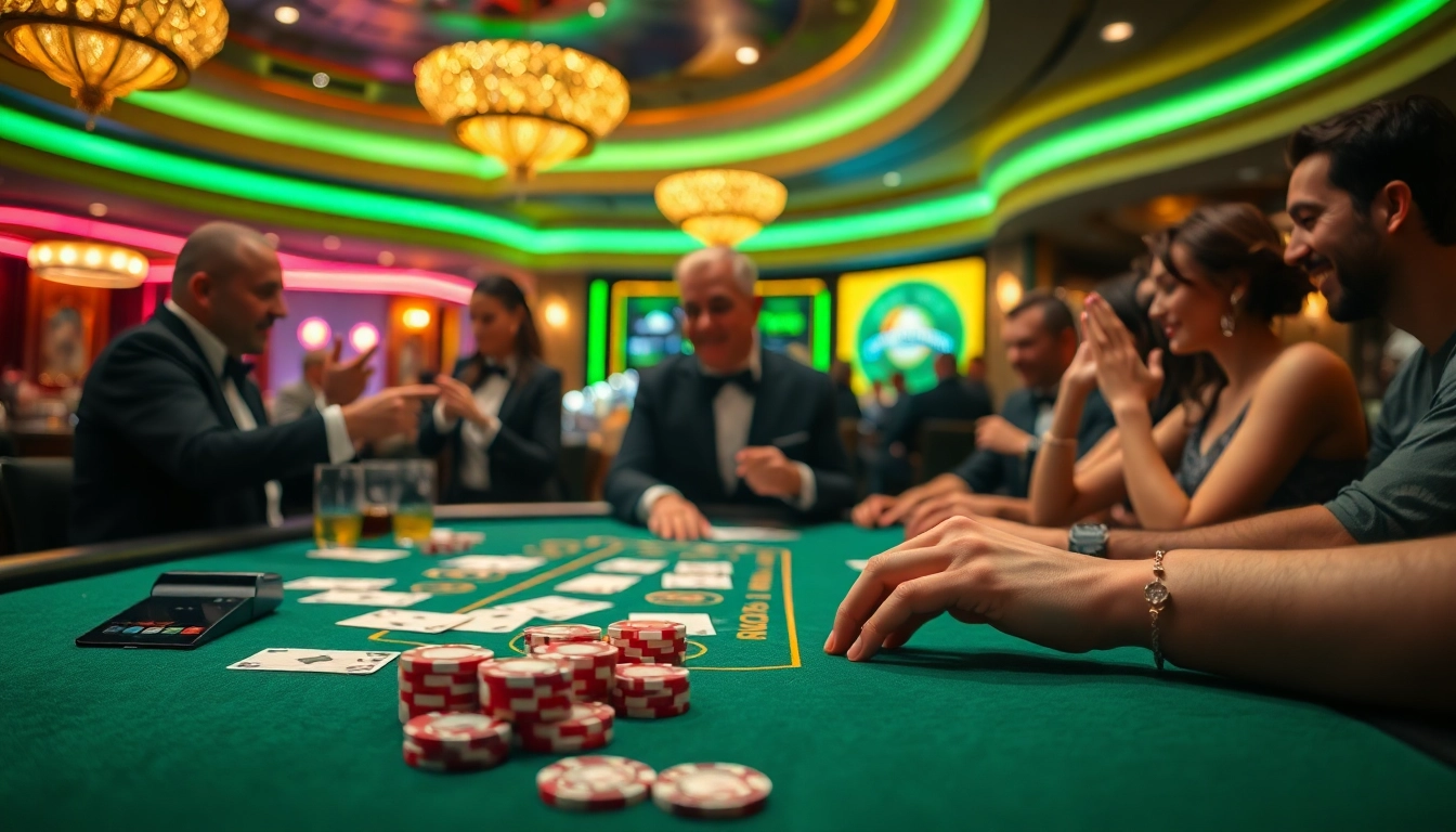 Engage in thrilling gameplay at the Blackjack Casino table with vibrant cards and chips.