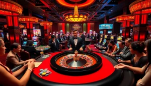 Gamble at XX88's luxurious roulette table in a vibrant casino setting.