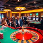 Players enjoying high-stakes excitement at the 789 Win casino with vibrant gaming tables.