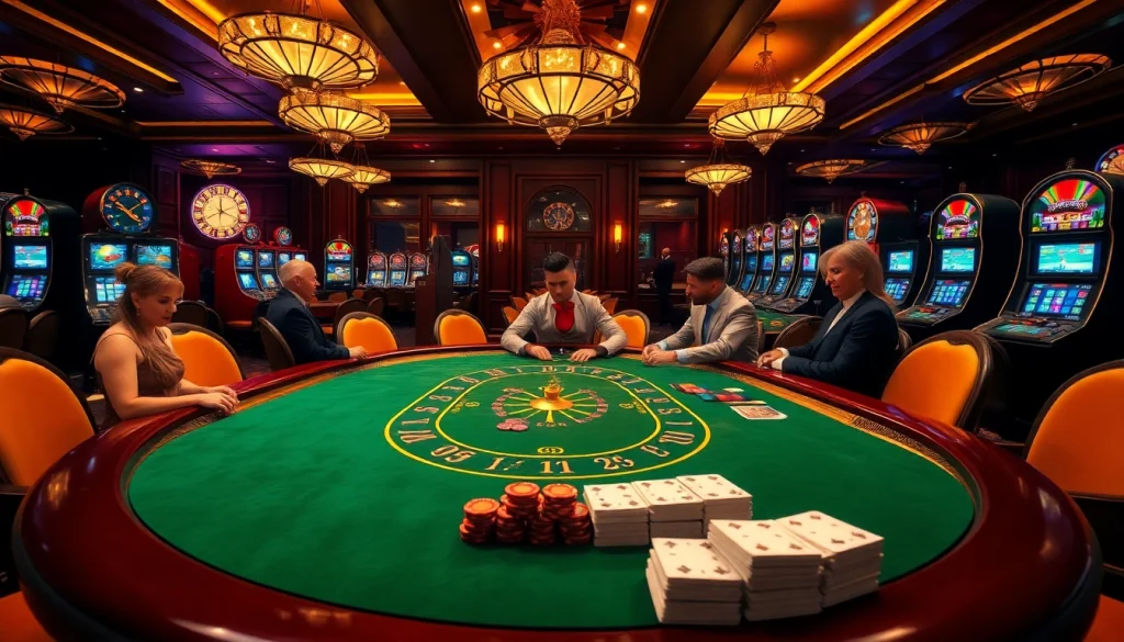 Excited players engaging at the poker table in a luxury setting at 79king casino.