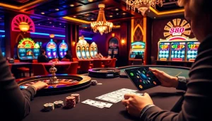 Gamblers at a luxurious casino table enjoying high-stakes gaming at u 888.