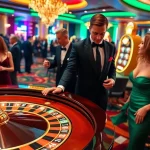 Players enjoying thrilling games at https://xx88.nl/, featuring roulette and slot machines in an exciting casino atmosphere.