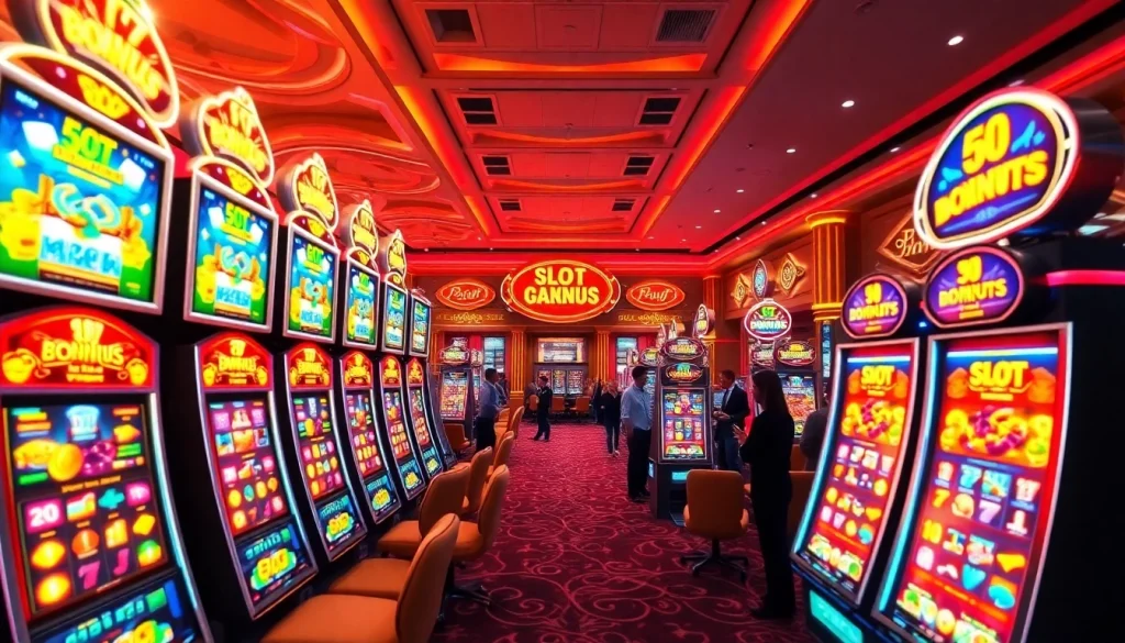 Exciting players engaging with vibrant slot api raja 88 machines in a luxurious casino setting.